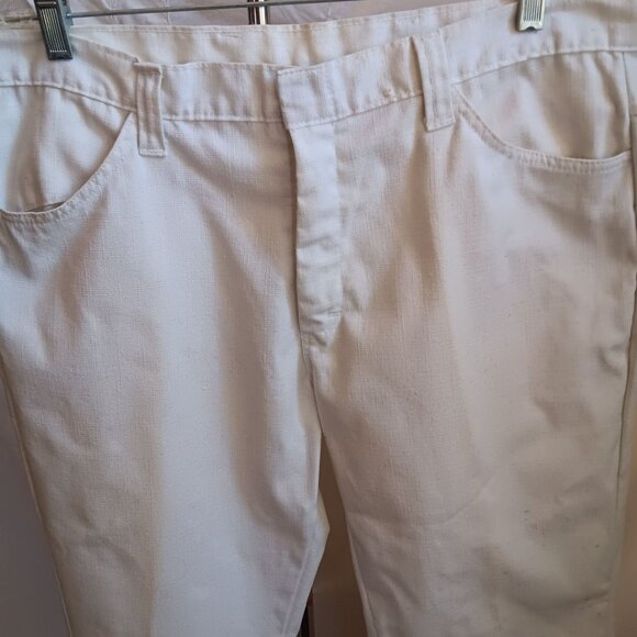 38x31 Men's Vintage Jeans 1960's White Cotton Bootcut Mod Garage Band Talon zip - Picture 3 of 9